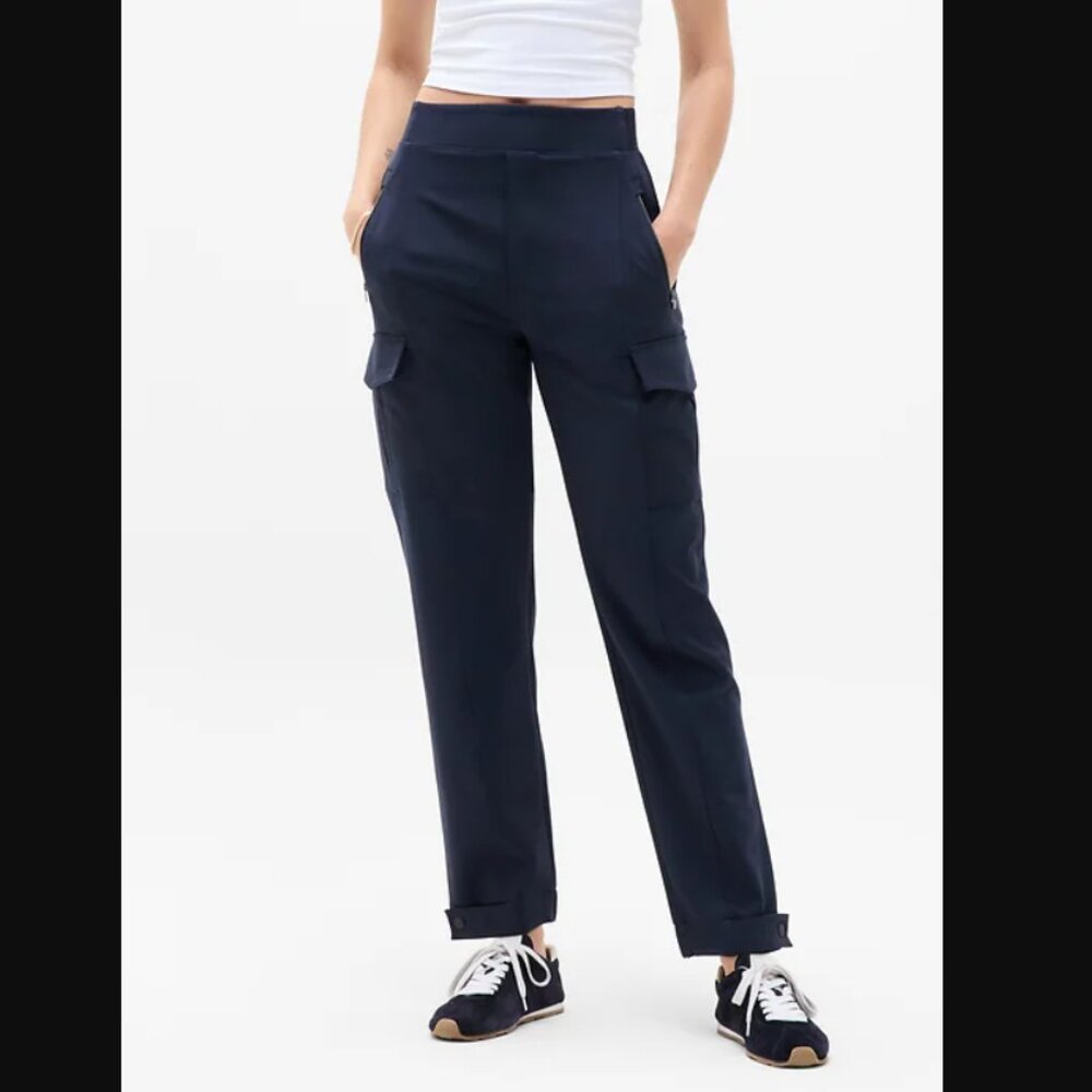 Ahtleta Endless High Rise Cargo Pant Trouser Navy Blue 8